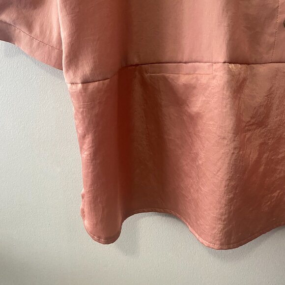 MarlaWynne Peach Bronze Toned Button Front Long Sleeve Tunic Shirt - Picture 5 of 13